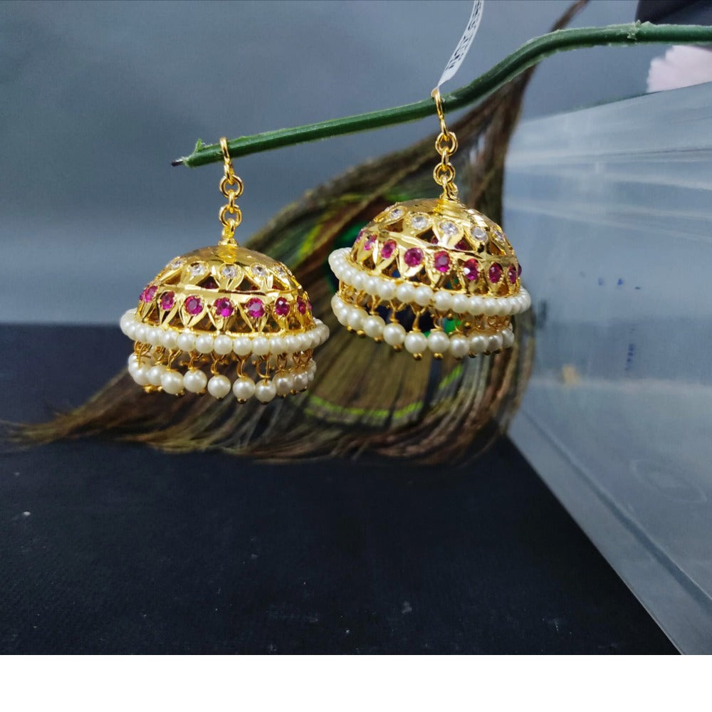 Microplated Jhumki In Pearls