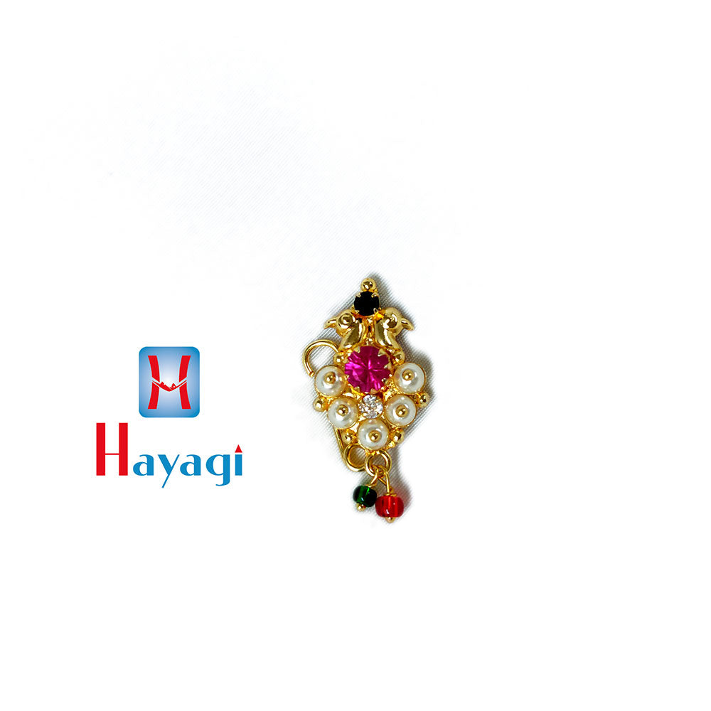 Nath- Golden Nath Pearl Decorated (Non Piercing) Online