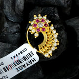 Golden Pearl Nath With Pink Stones Studded