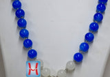 Blue Beads White Pearl Set Fashionable Necklace