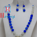 Blue Beads White Pearl Set Fashionable Necklace