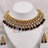 Designer Kundan Necklace In Multicolor Beads