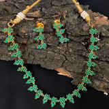 Green Stones Flower Design Necklace