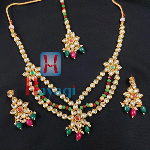 Kundan Necklace Set 3 Layer Multicolour