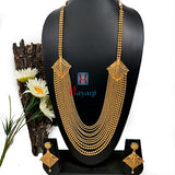 Heavy Long Necklace Set With Kite Shape Side Pendant