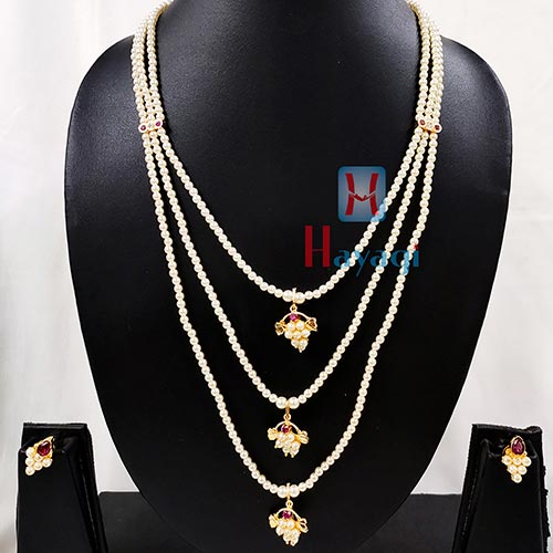 Pearl Long Necklace Set/ Mala/ Haar
