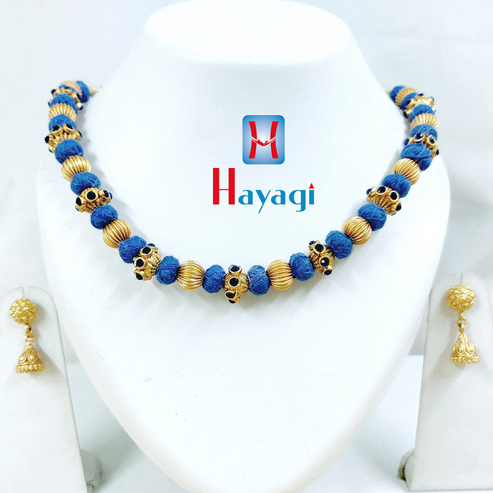 Latest Fashion Silk Thread Necklace Maroon Stone Studded _Hayagi (Pune)