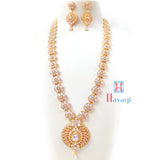 Flower Designed AD Long Necklace Bollywood Style
