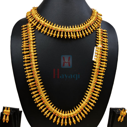South Indian Short Long Necklace Set