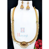 Unique Long Golden Pearl Necklace Set With Beautiful Pendant