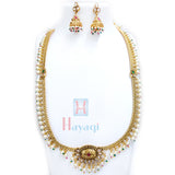 Unique Long Golden Pearl Necklace Set With Beautiful Pendant