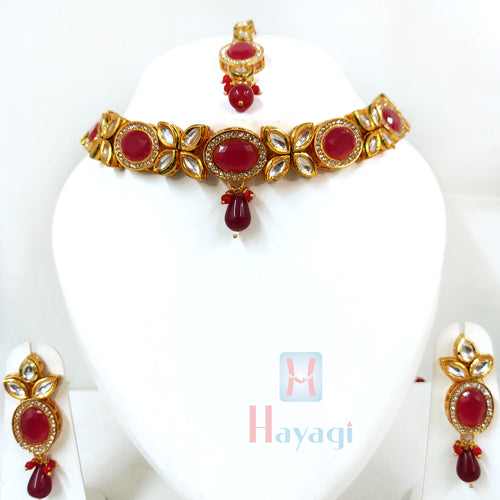 Kundan Meenakari Collar Necklace Set