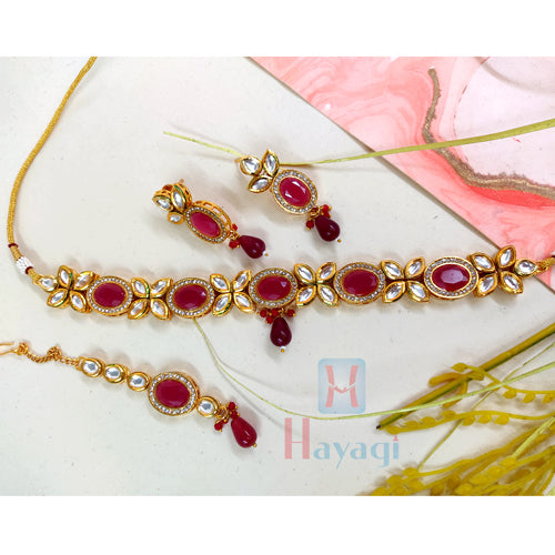 Kundan Meenakari Collar Necklace Set