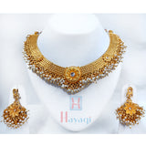 South Indian Short Pearl Necklace Set