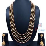 Traditional Long 5 Layered Necklace/Mala With Earring