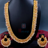 Pearl Cluster Long Necklace Set