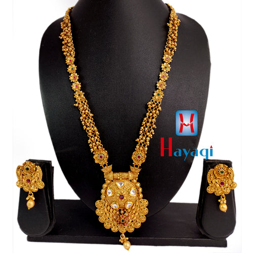 Long Necklace Pearl Decorated Antique Polish Online – Hayagi