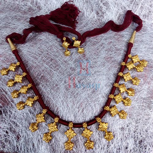Silk Thread Necklace with Gold Details | Rich Hippie Design
