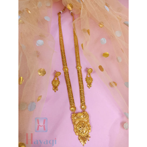 Long Necklace With Pendant 1 Gram Temple Finish