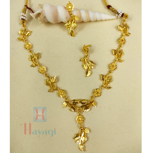1 Gram Golden Short Necklace Bridal Wear