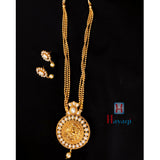 Round Laxmi Pendant Golden Beaded Necklace Online