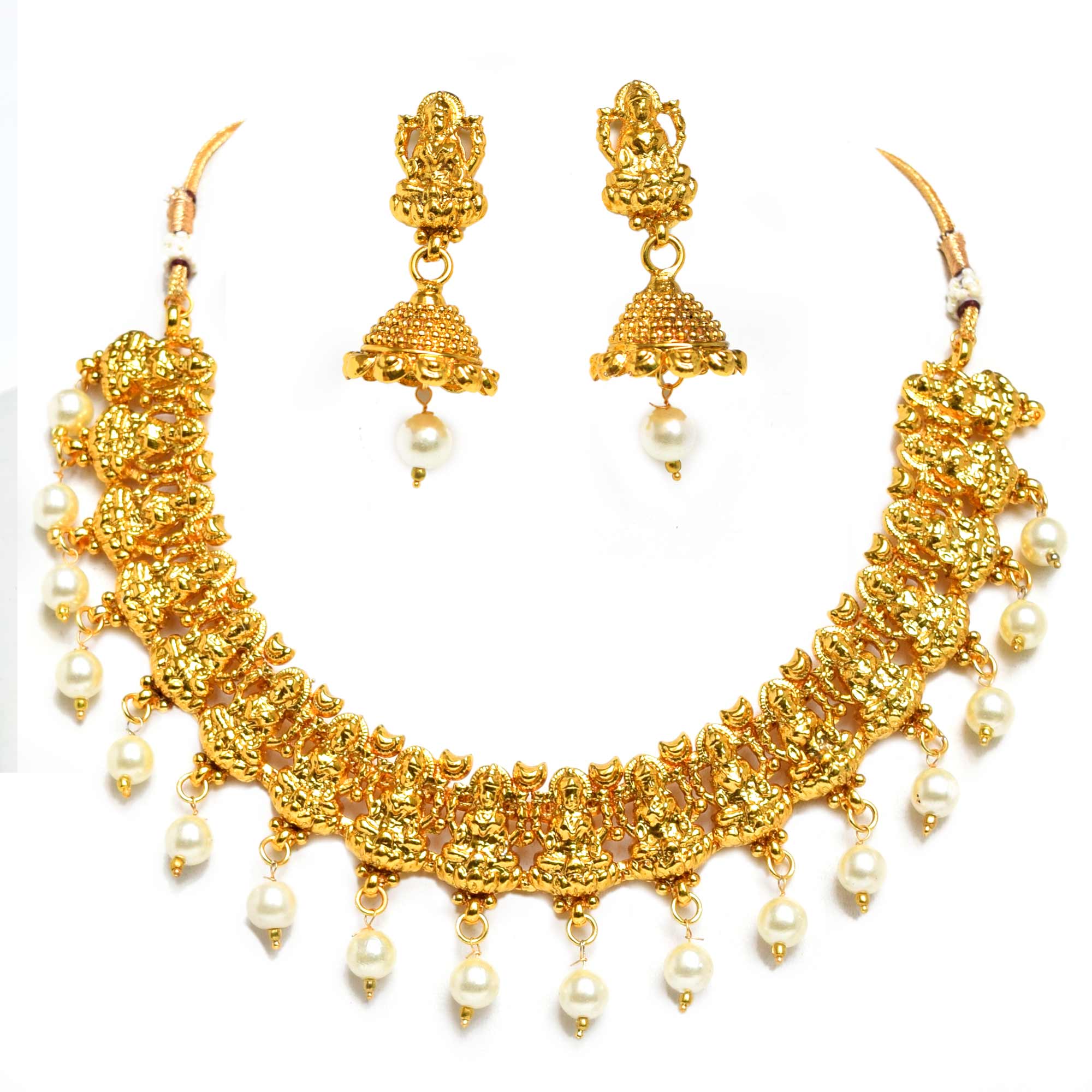 Antique Necklace Set, Laxmi Temple Jewellery, Traditional_Hayagi