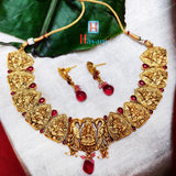 South Indian Style Red Kemp Laxmi Short Necklace Set _Hayagi (Pune)