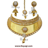 Bridal Choker Golden Finish AD Stones Necklace Set