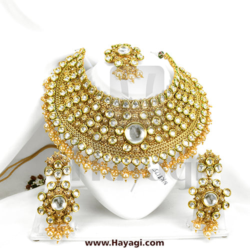 Bridal Jodha/Padmavati Kundan Pearl Choker Necklace Set