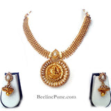 Laxmi Temple Necklace Set Online India, Pearl White