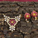Pink Stone Pendant Unique Design AD CZ Party Wear