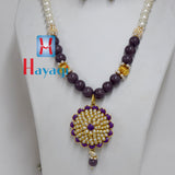 Violet Crystals Beads Pendant Mala Set