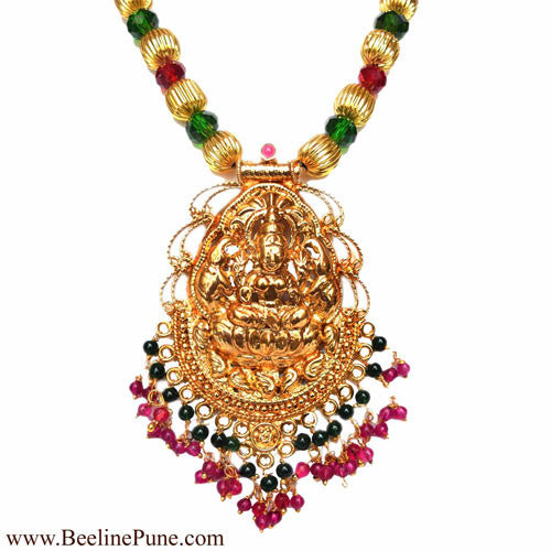 Buy Laxmi Pendant, Temple Multicolor Pearl Pendant Set Online - Hayagi - Beeline  - 2