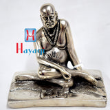 Swami Samarth Murti/Idol Sitting Statue Silver Polish