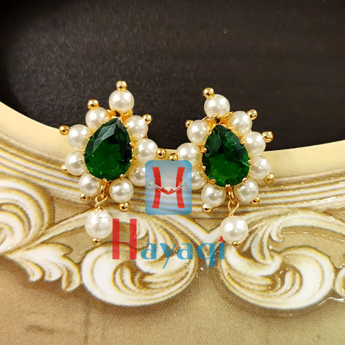 Thushi Tops Earrings Green Stone Online