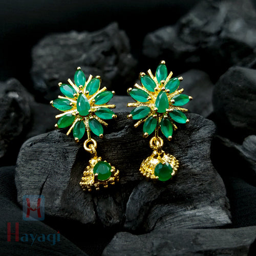 The Chaya Silver Gemstone Earrings(Green)-Buy Onyx Jewellery Online — KO  Jewellery