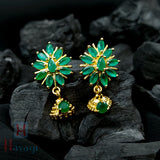 Earrings Emerald Green Stoned