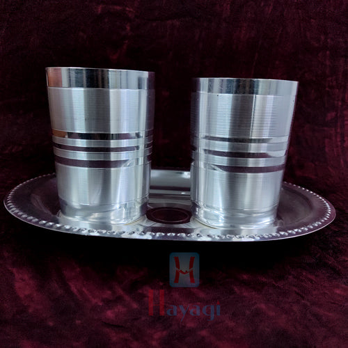 Silver 2 Glass Tray Set
