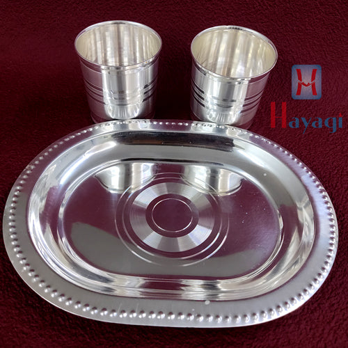Silver Glass Tray Set Online 