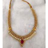 Kolhapuri Thushi Golden N White Beads Decorated