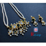 Green White Tanmani 2 Line Pearl Necklace Online